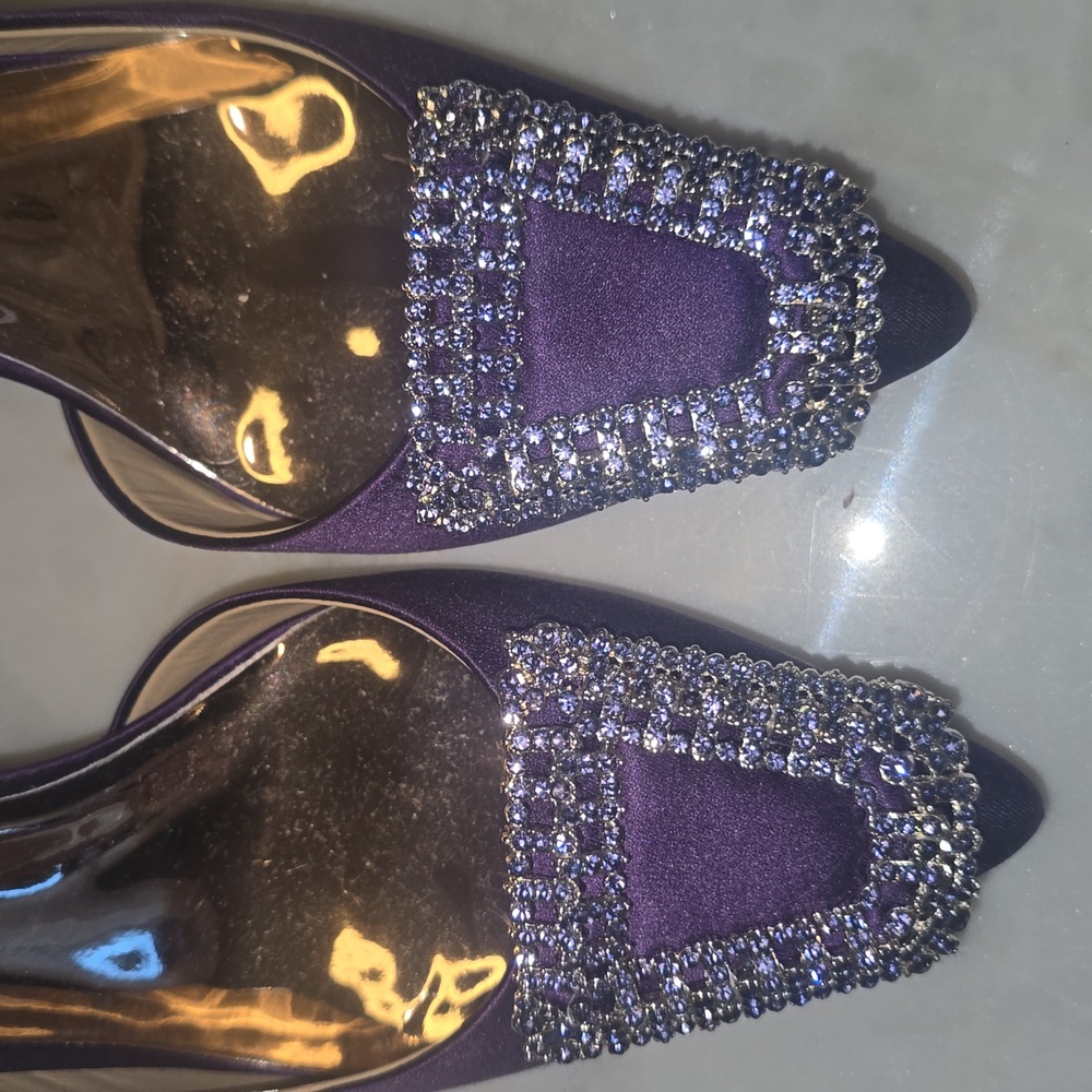 Badgley Mischka Satin Crystal Slingbacks (Purple) - Picture 8 of 8